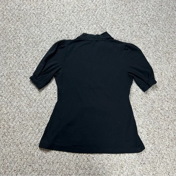 Banana Republic Black Short Sleeve Cross Front Cap Sleeve Blouse Womens Size S - Picture 3 of 9